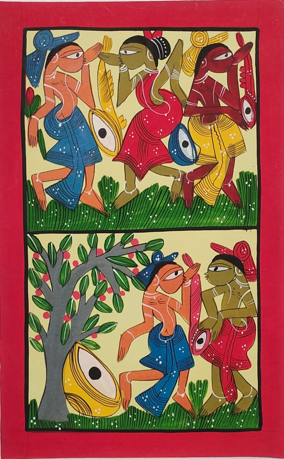 Bengal Pattachitra Tribal Dance  (10x14 inches)