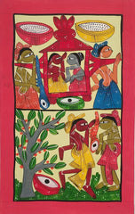 Bengal Pattachitra Tribal Wedding Dance Ceremony Style 1 (10x14 inches)