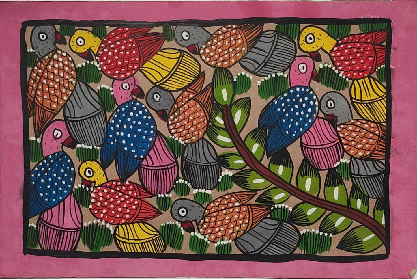Bengal Pattachitra Festivities In The Birds World (10x14 inches)