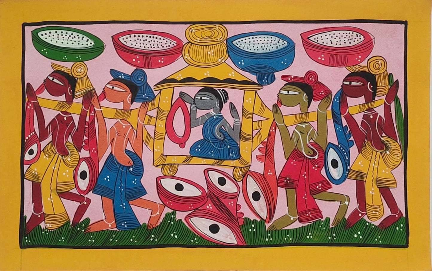 Bengal Pattachitra Bengali Wedding Doli Ceremony (10x14 inches)