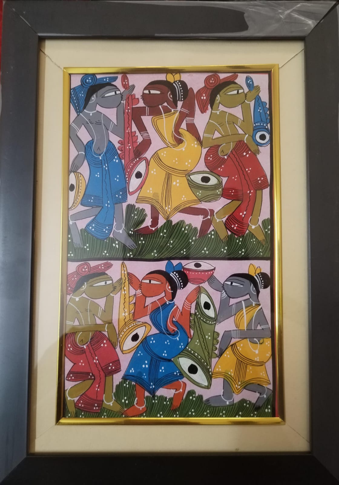 Bengal Pattachitra 3 Men & 3 Women With Musical Instruments (10x14 inches)