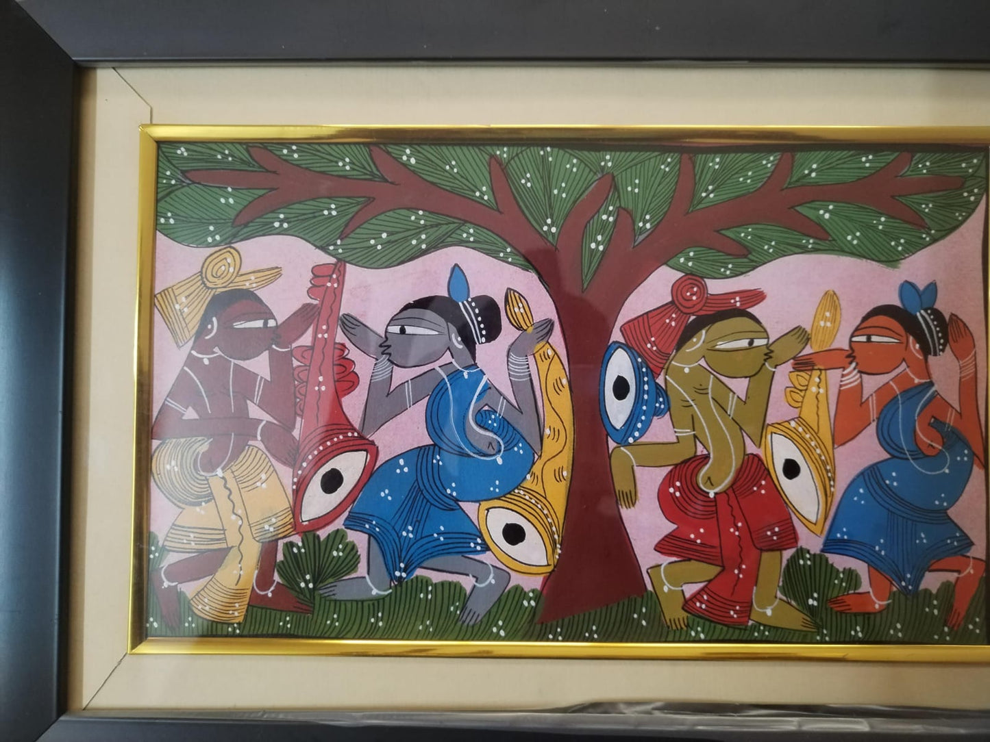 Bengal Pattachitra Tribal Dance framed (10x14 inches)