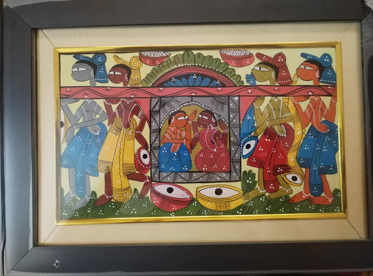 Bengal Pattachitra Enjoying Wedding Ceremony (10x14 inches)