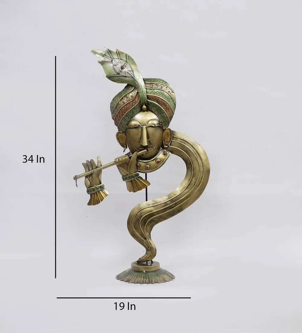 Metal Krishna Idol Show Piece