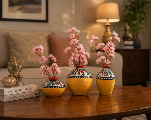 Terracota Yellow Vase set of 3