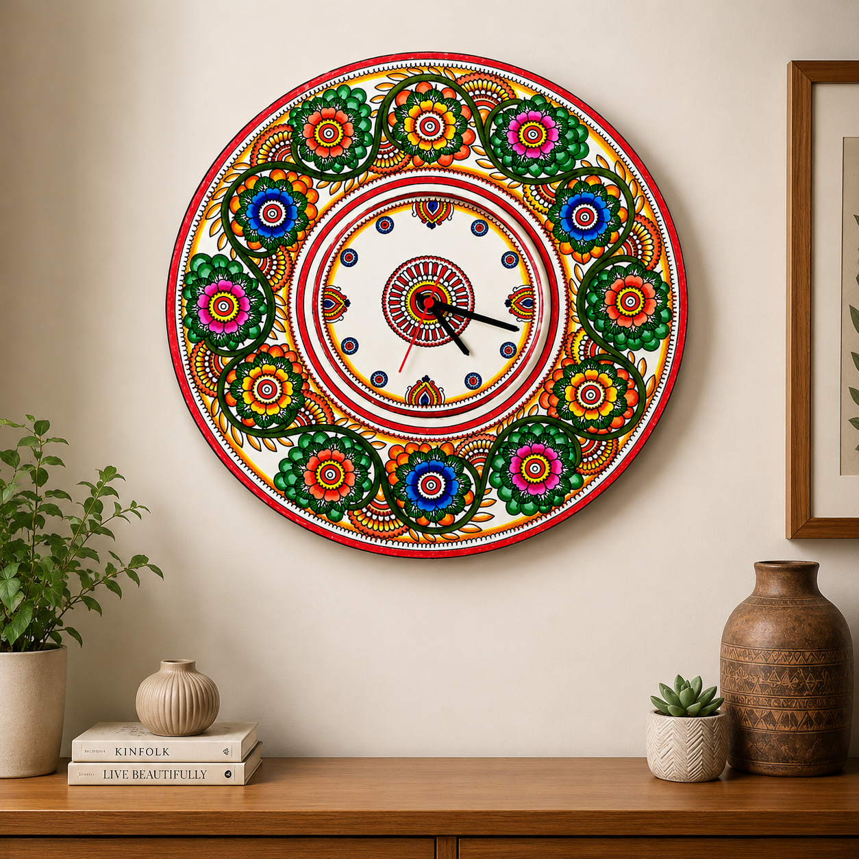 Beautiful Flower Design Handpainted Clock