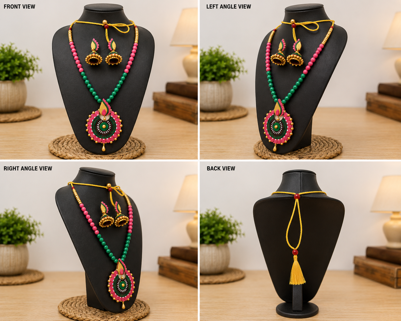 Multi-color Bankura Panchmura Terracotta Craft Necklace Jewellery Set