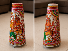 Andhra Pradesh Leather Puppetry Ganesha Printed Decorative Showpiece Lamp