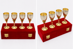 Pure Brass Golden Wine Glass Set Of 4