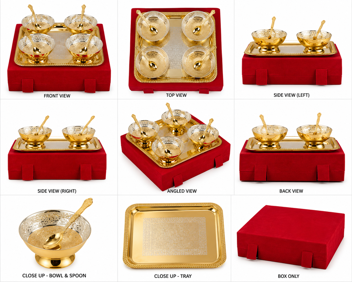 Brass Finish Golden Bowls Set of 4
