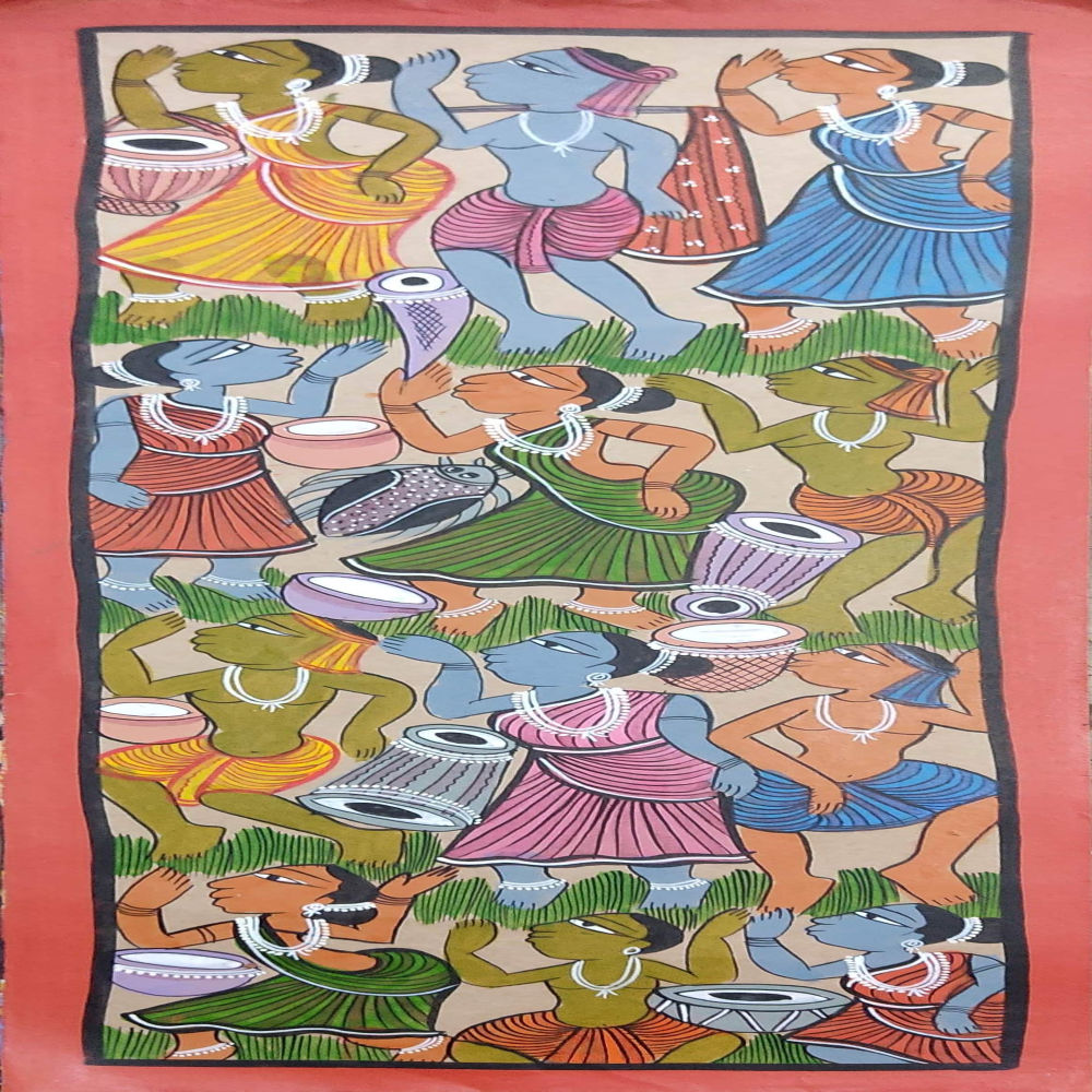 Adivasi Dancing Bengal Patachitra Art