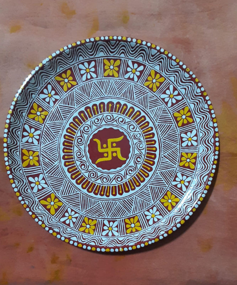 Aipan pooja Thali On Swastik
