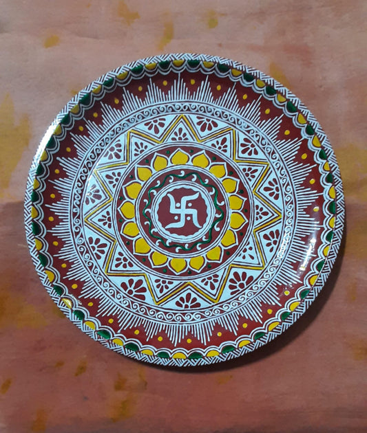 Aipan pooja Thali On Swastik Style 2