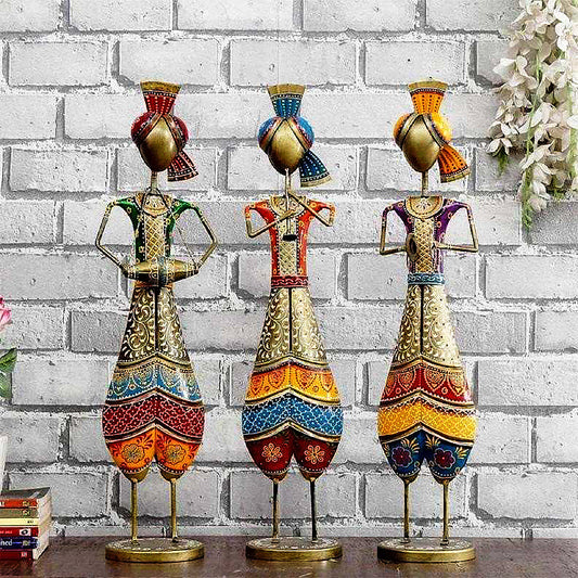 Ancient Art Metal Human Figurine Set Of 3