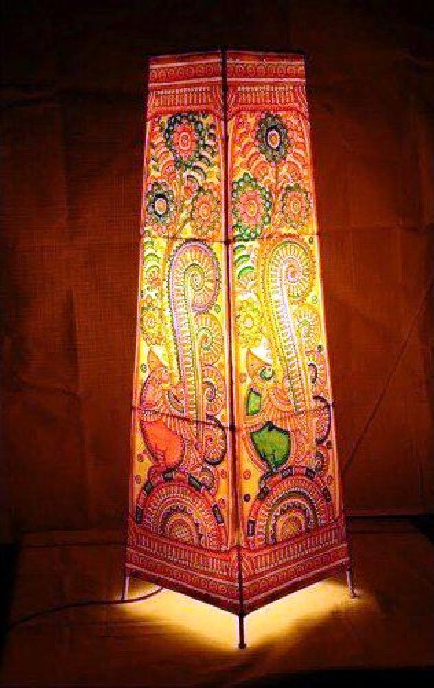 Delightful Andhra Pradesh Leather Puppetry Square Floor Lamp Shade