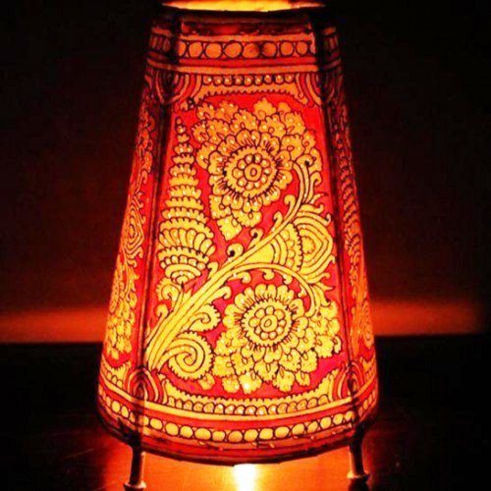 Andhra Pradesh Leather Puppetry Beautiful Round Floor Lamp Shade