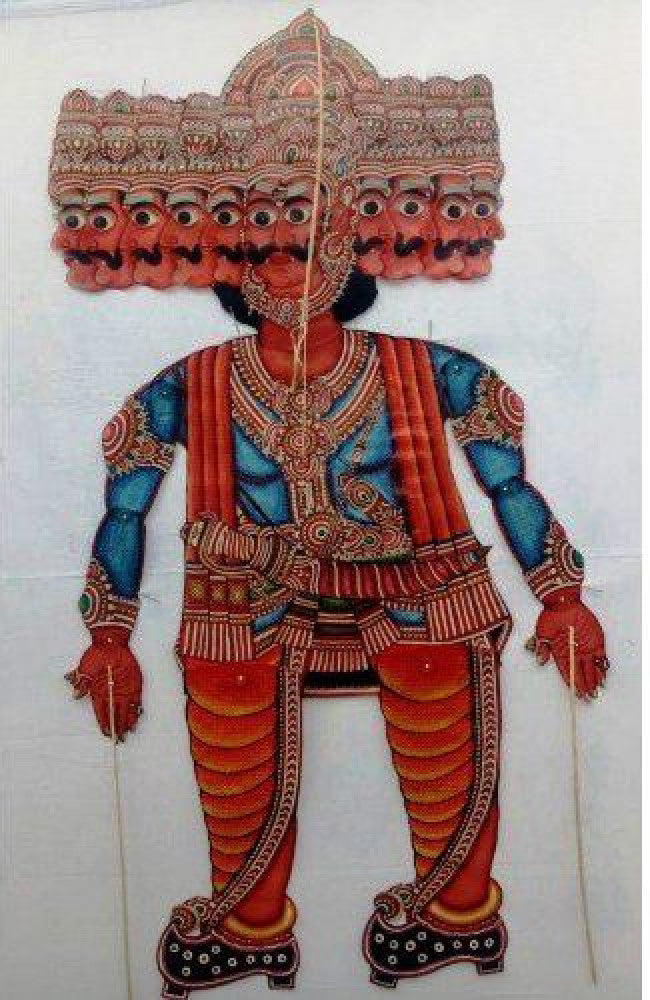 Authentic Handmade Andhra Pradesh Leather Puppetry Toy Of Ravana
