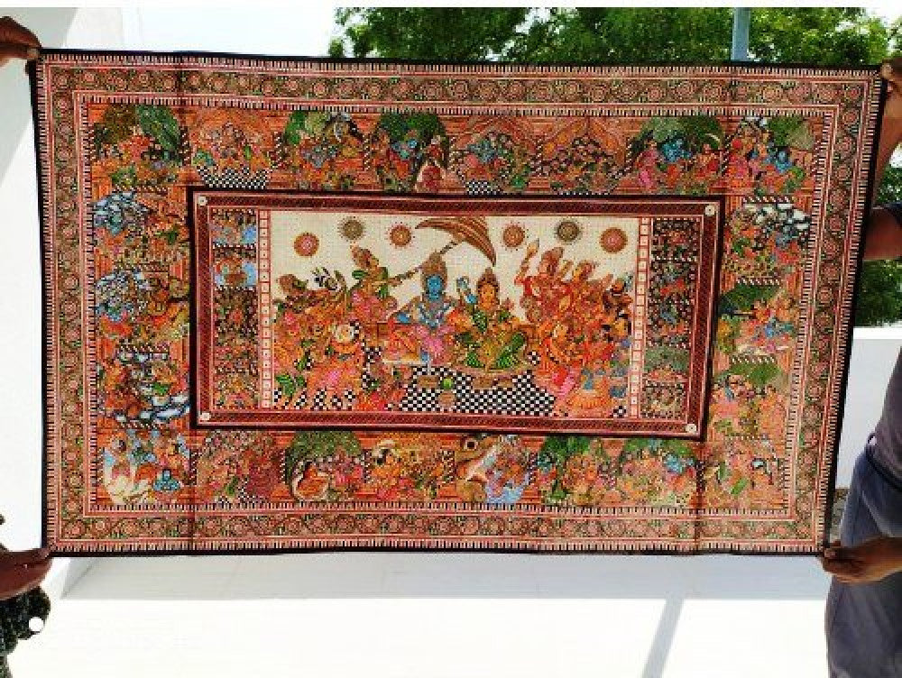 Delightful Handmade Andhra Pradesh Leather Puppetry Ramayana Painting