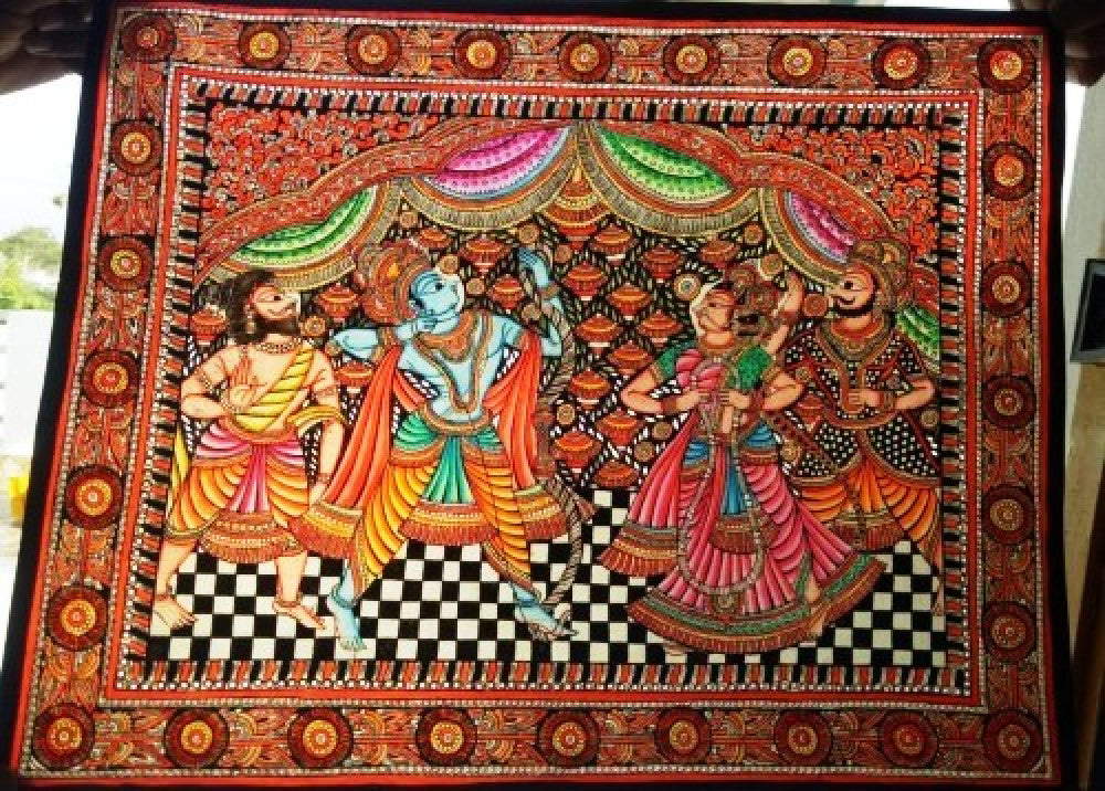 Traditional Handmade Andhra Pradesh Leather Puppetry Authentic Ramayana Scene Painting