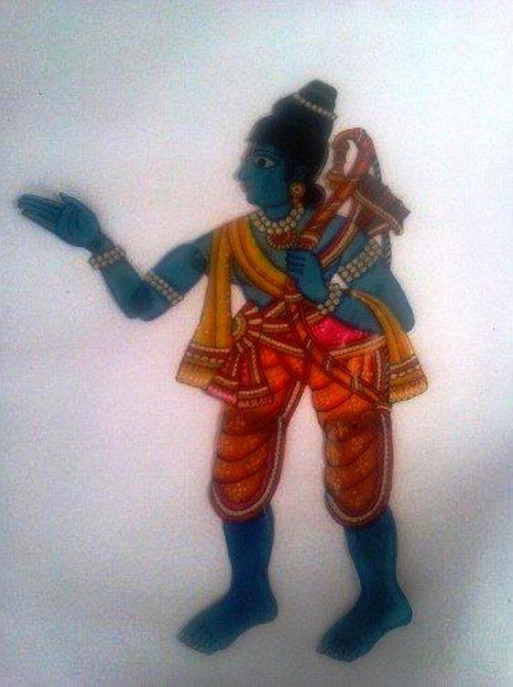 Beautiful Handmade Andhra Pradesh Leather Puppetry Toy Of Lord Rama For Decoration Purpose