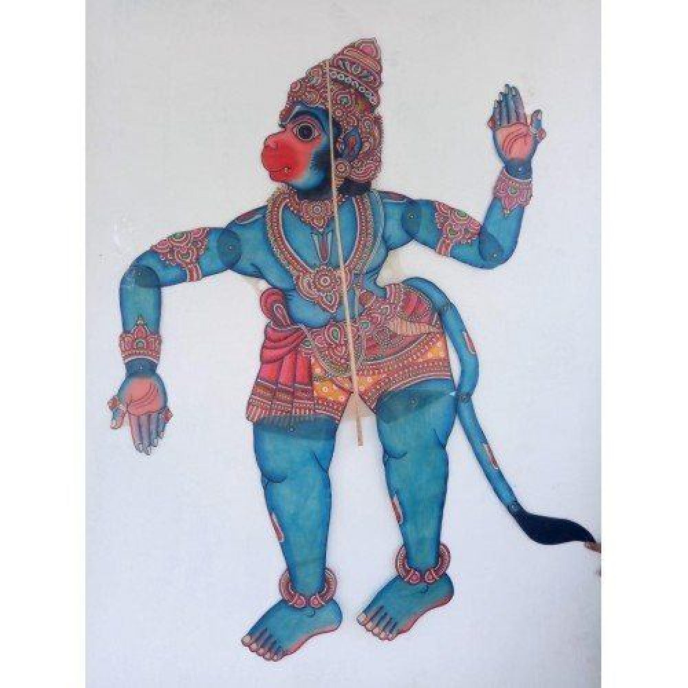 Beautiful Handmade Andhra Pradesh Leather Puppetry Toy Of Lord Hanuman For Decoration Purpose
