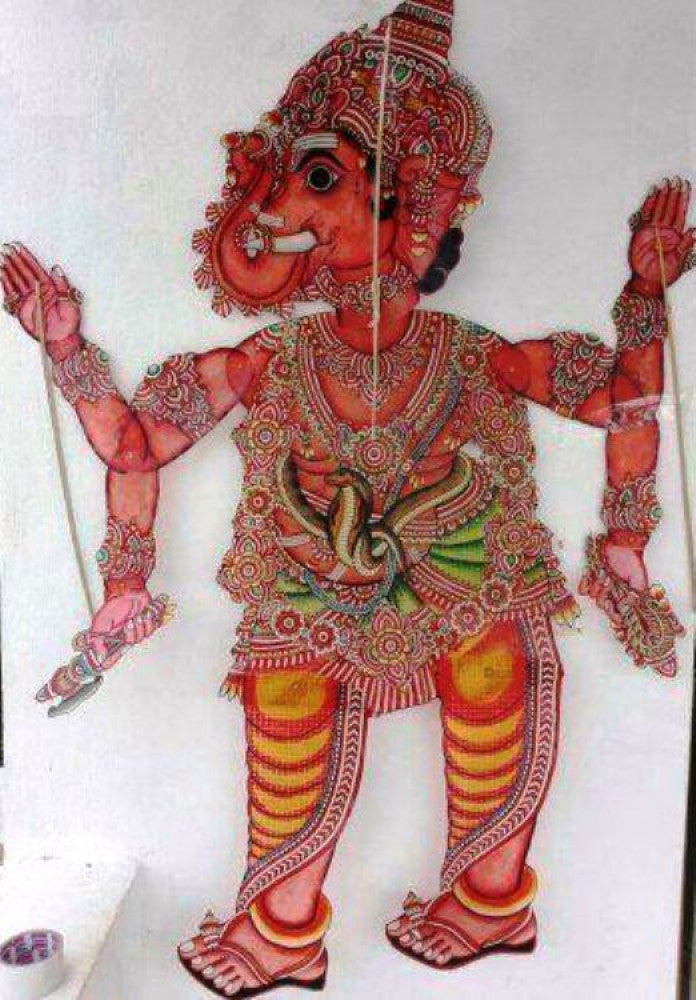 Beautiful Handmade Andhra Pradesh Leather Puppetry Toy Of Lord Ganesha For Decoration Purpose