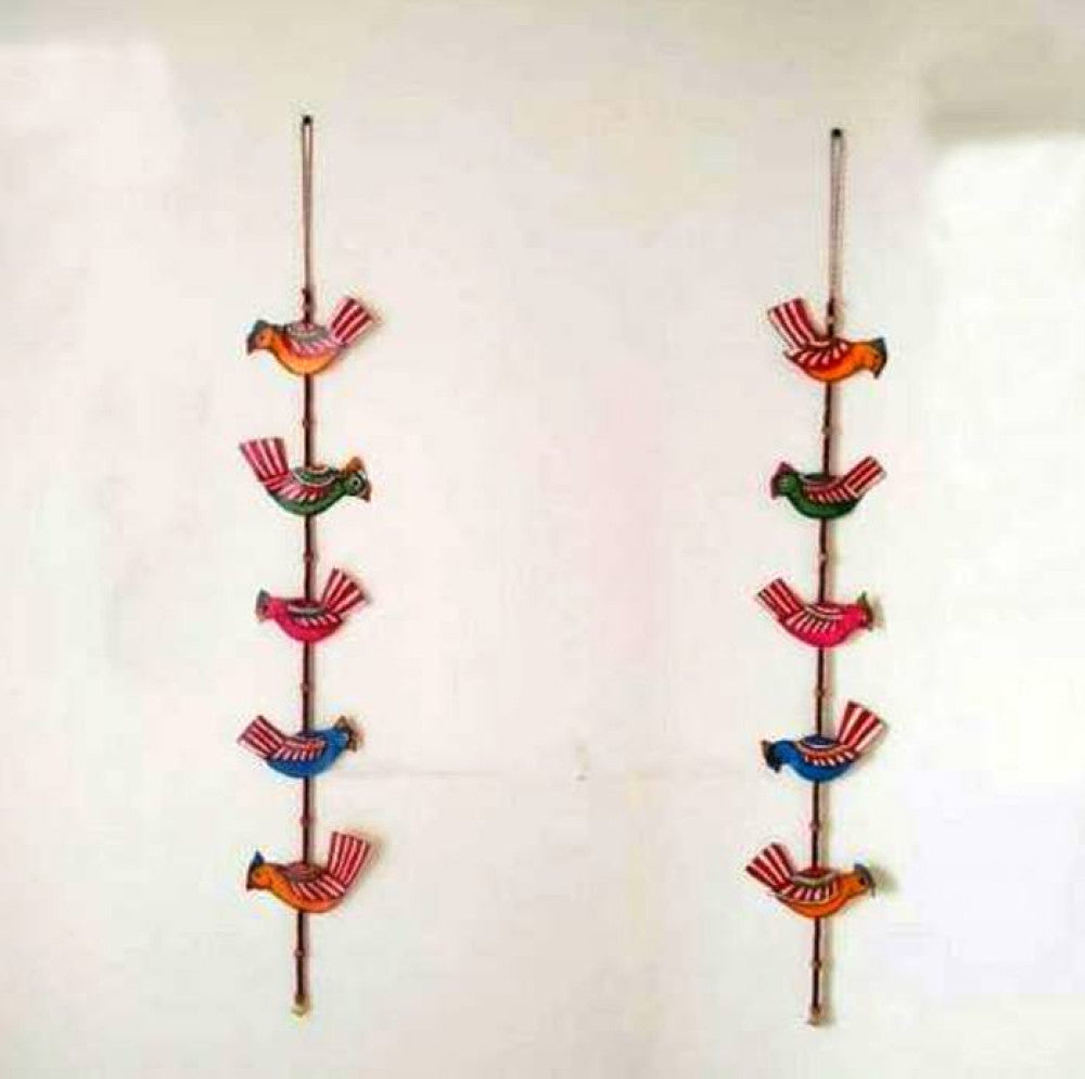 Traditional Handmade Andhra Pradesh Leather Puppetry Toy Of Beautiful Wall Hanging (Set of 2) Design For Decoration