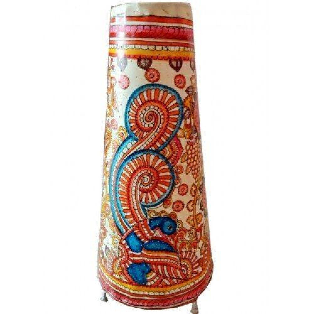 Andhra Pradesh Leather Puppetry Peacock Hand-Etched Decorative Showpiece Lamp