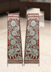 Andhra Pradesh Leather Puppetry Floral Printed Decorative Showpiece Lamp (Set of 2)