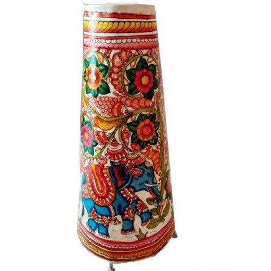 Andhra Pradesh Leather Puppetry Floral Elephant Decorative Showpiece Lamp