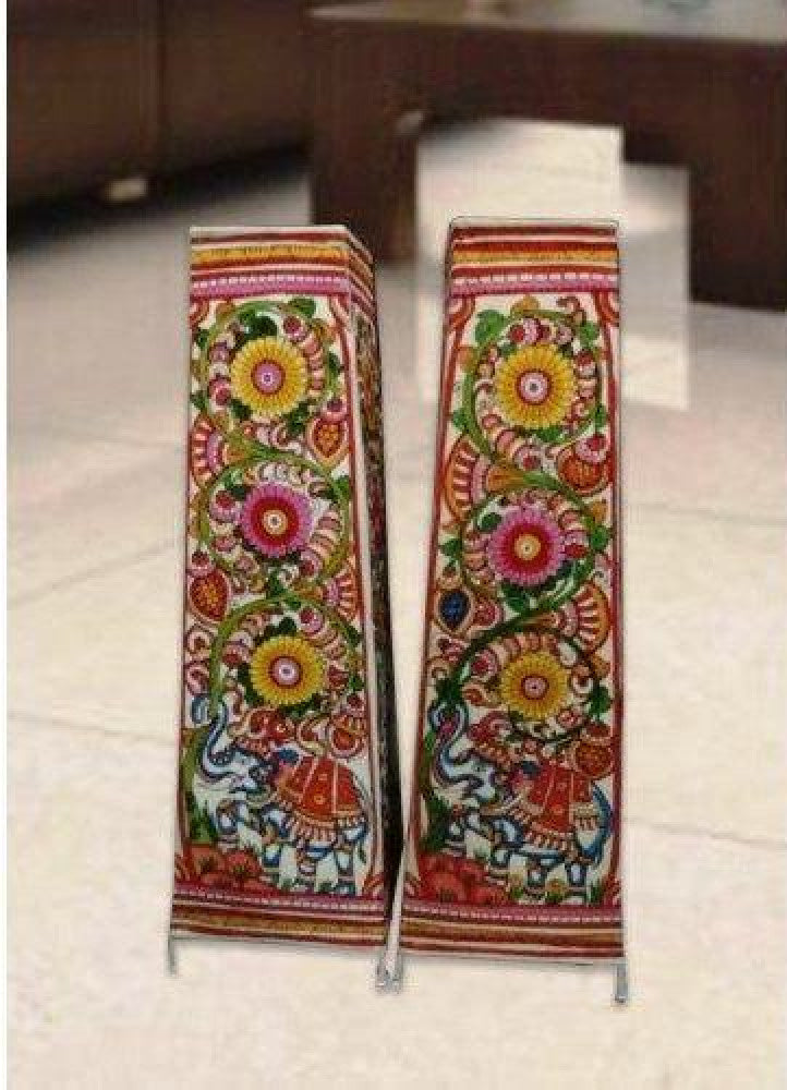 Andhra Pradesh Leather Puppetry Colourful Designer Showpiece Lamp (Set of 2)