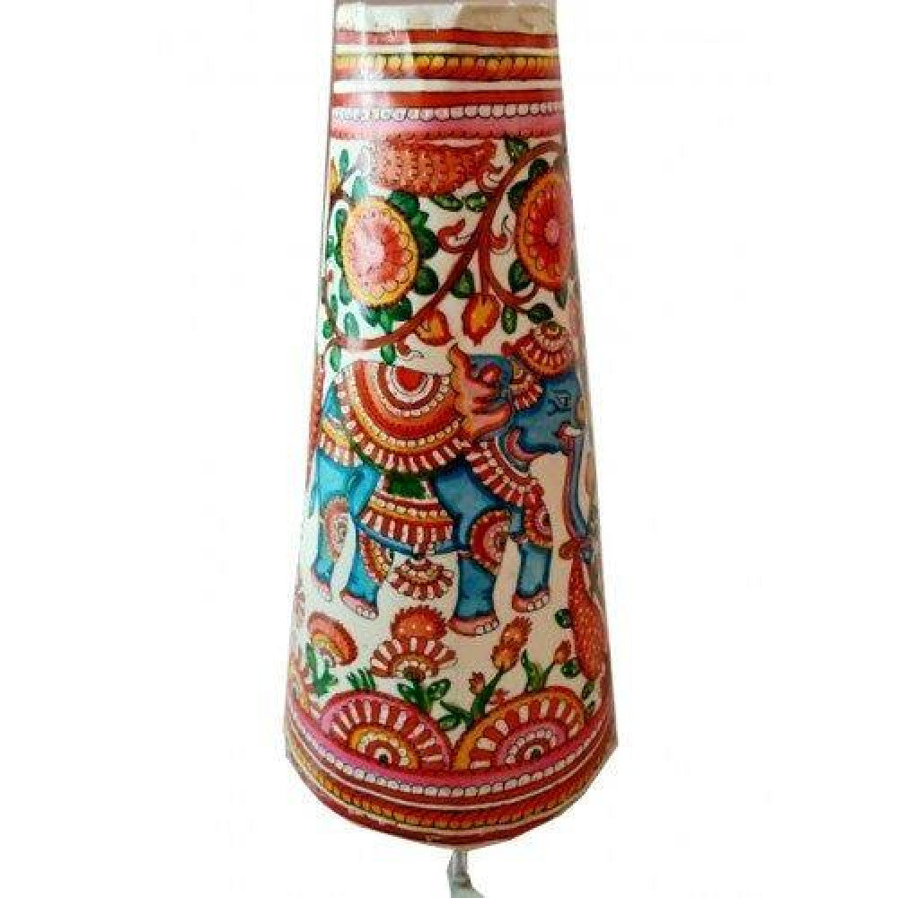 Andhra Pradesh Leather Puppetry Floral Elephant Decorative Showpiece Lamp