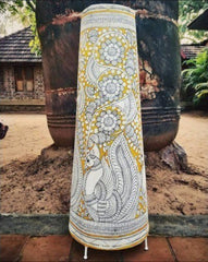 Yellow-White Color Handprinted Leather Puppetry 16 Inches Lampshade