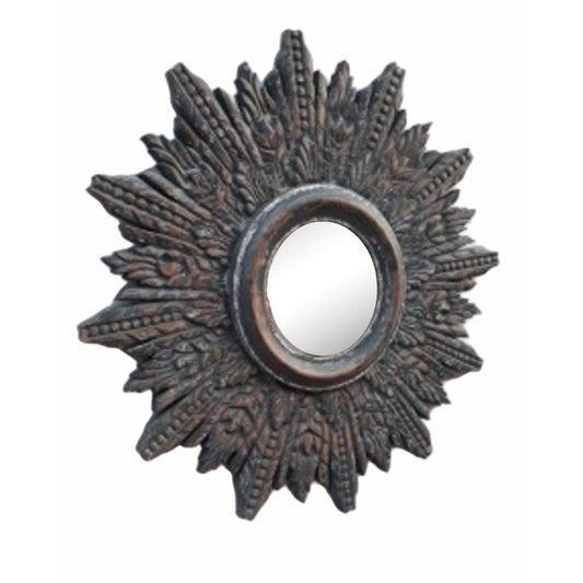 Anti Distressed Green Circular Mirror Frame