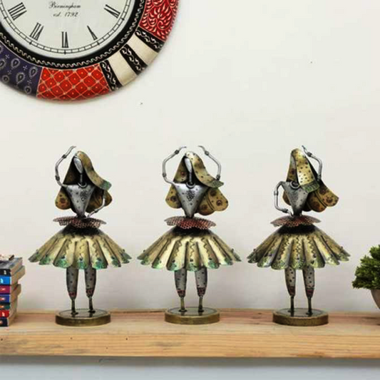 Antique Wrought Ladies Figurine Set Of 3