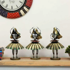 Antique Wrought Ladies Figurine Set Of 3