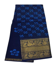 Authentic Madurai Sungudi Saree Blue Themed With Classical Floral Design