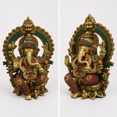 Pure Brass Ganeshji With Stone Work