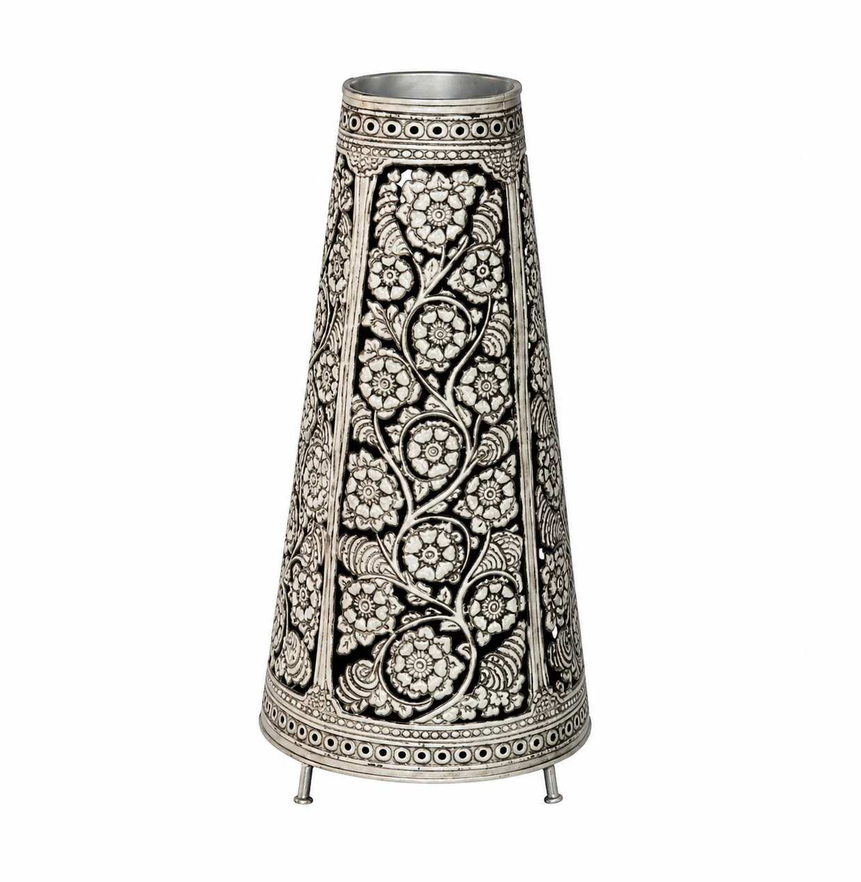 Leather Puppetry Handpanited Floor Black Lampshade