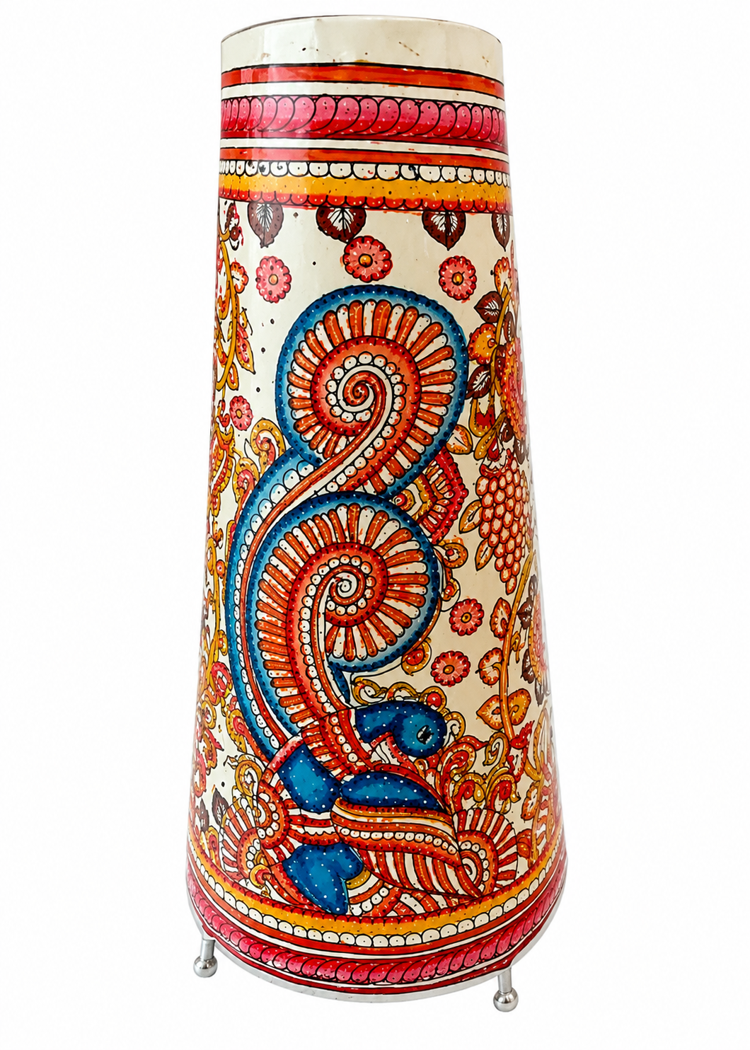 Andhra Pradesh Leather Puppetry Peacock Printed Decorative Showpiece Lamp