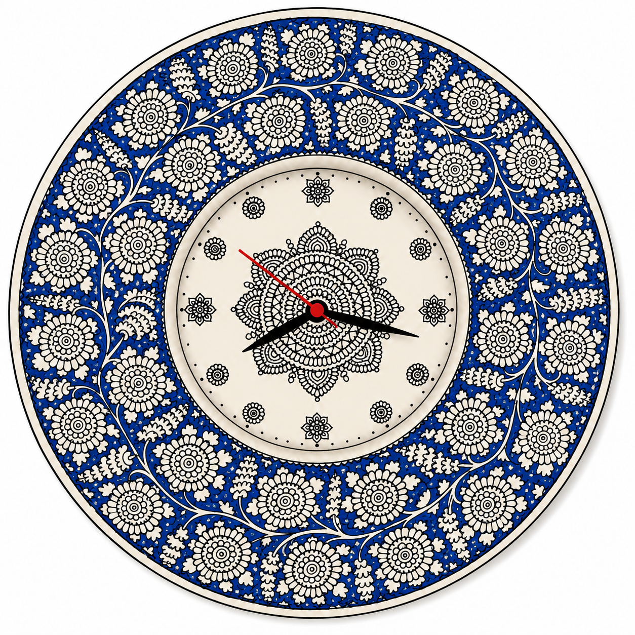 Elegant Handpainted Traditional Blue Design Clock