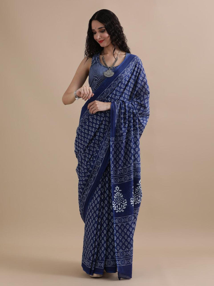 Bagru Block Print Cotton mulmul Saree Style 111