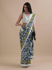 Bagru Block Print Cotton mulmul Saree Style 119