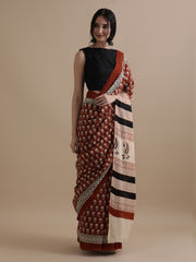 Bagru Block Print Cotton mulmul Saree Style 121