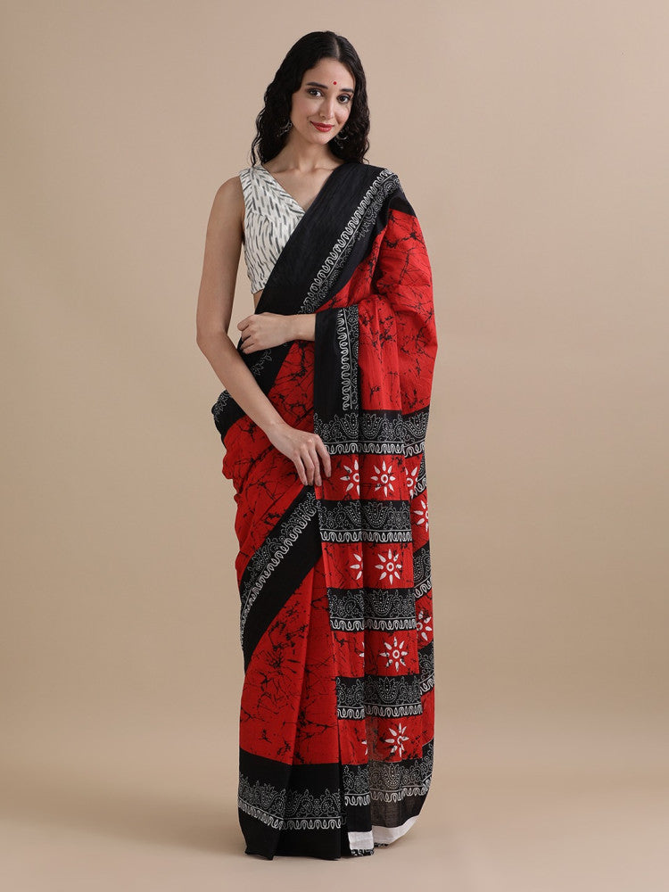Bagru Block Print Cotton mulmul Saree Style 123