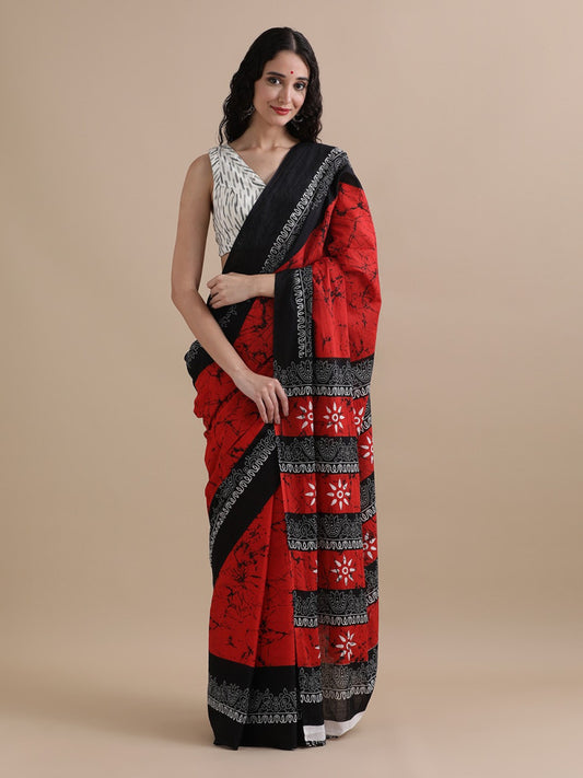 Bagru Block Print Cotton mulmul Saree Style 123