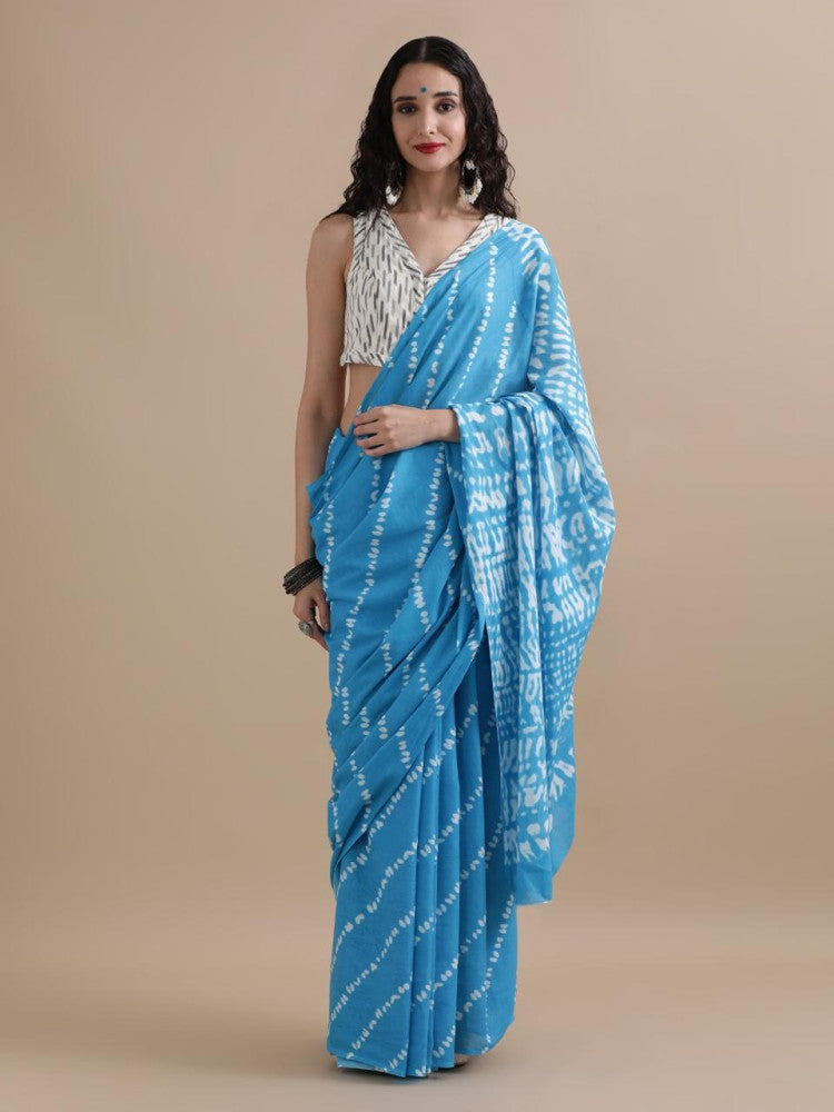 Bagru Block Print Cotton mulmul Saree Style 128