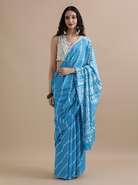 Bagru Block Print Cotton mulmul Saree Style 128