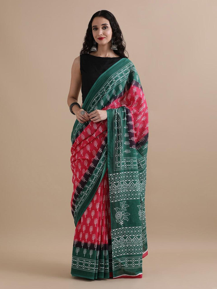 Bagru Block Print Cotton mulmul Saree Style 132
