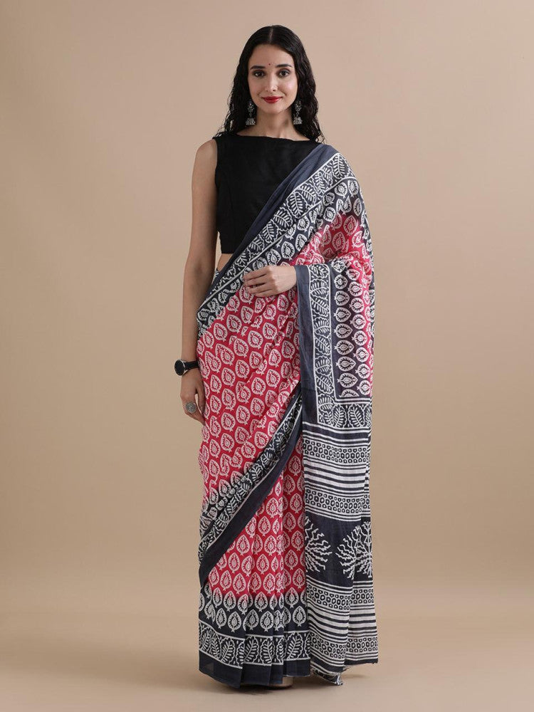 Bagru Block Print Cotton mulmul Saree Style 133